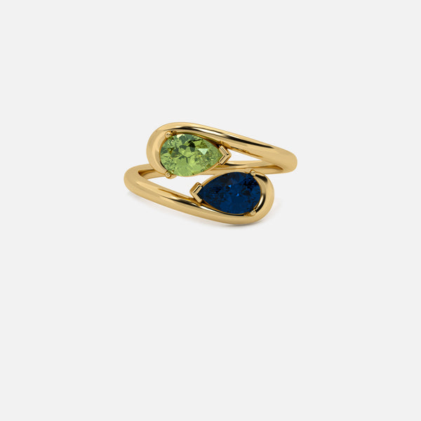 NOOR Green Diamond and Blue Sapphire Pinky Ring