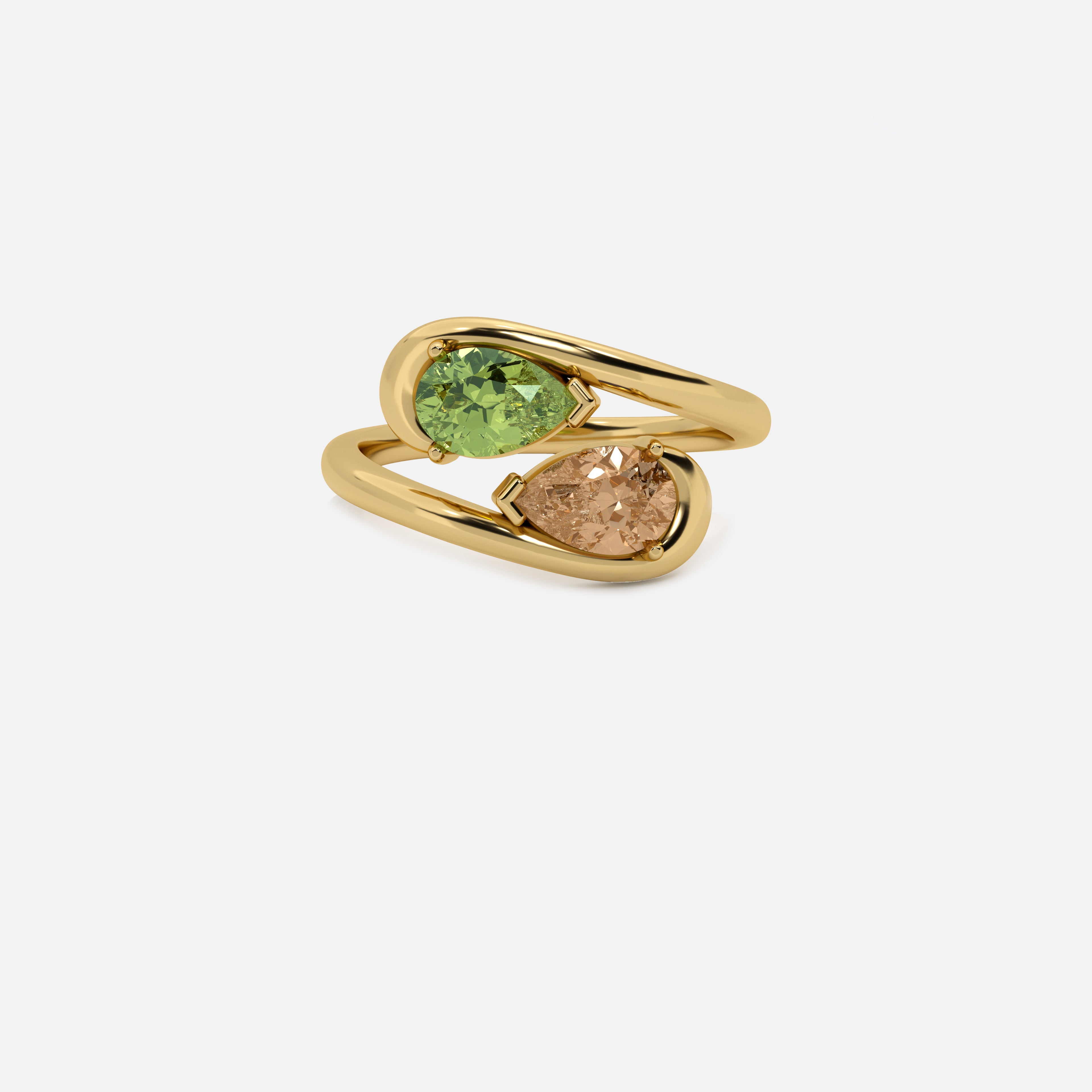 NOOR Green Diamond and Brown Diamond Pinky Ring