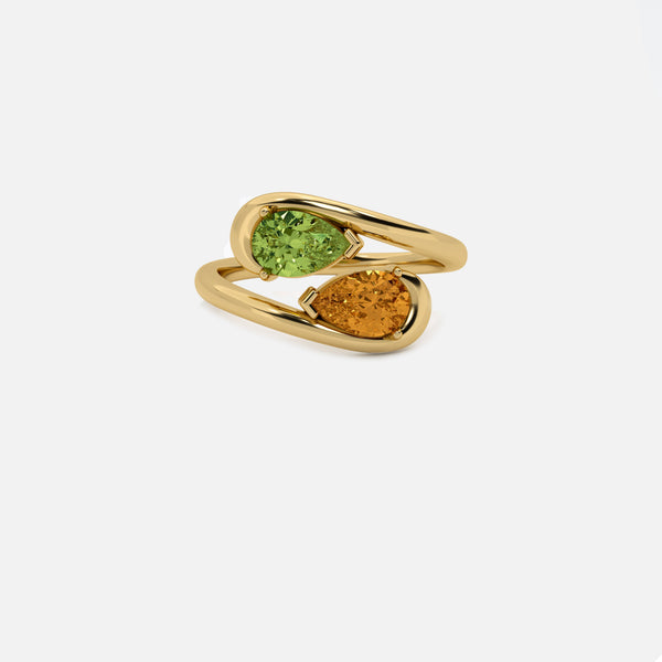 NOOR Green Diamond and Citrine Pinky Ring JAUR