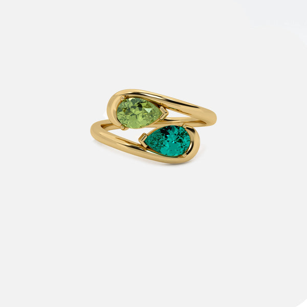 NOOR Green Diamond and Emerald Pinky Ring JAUR