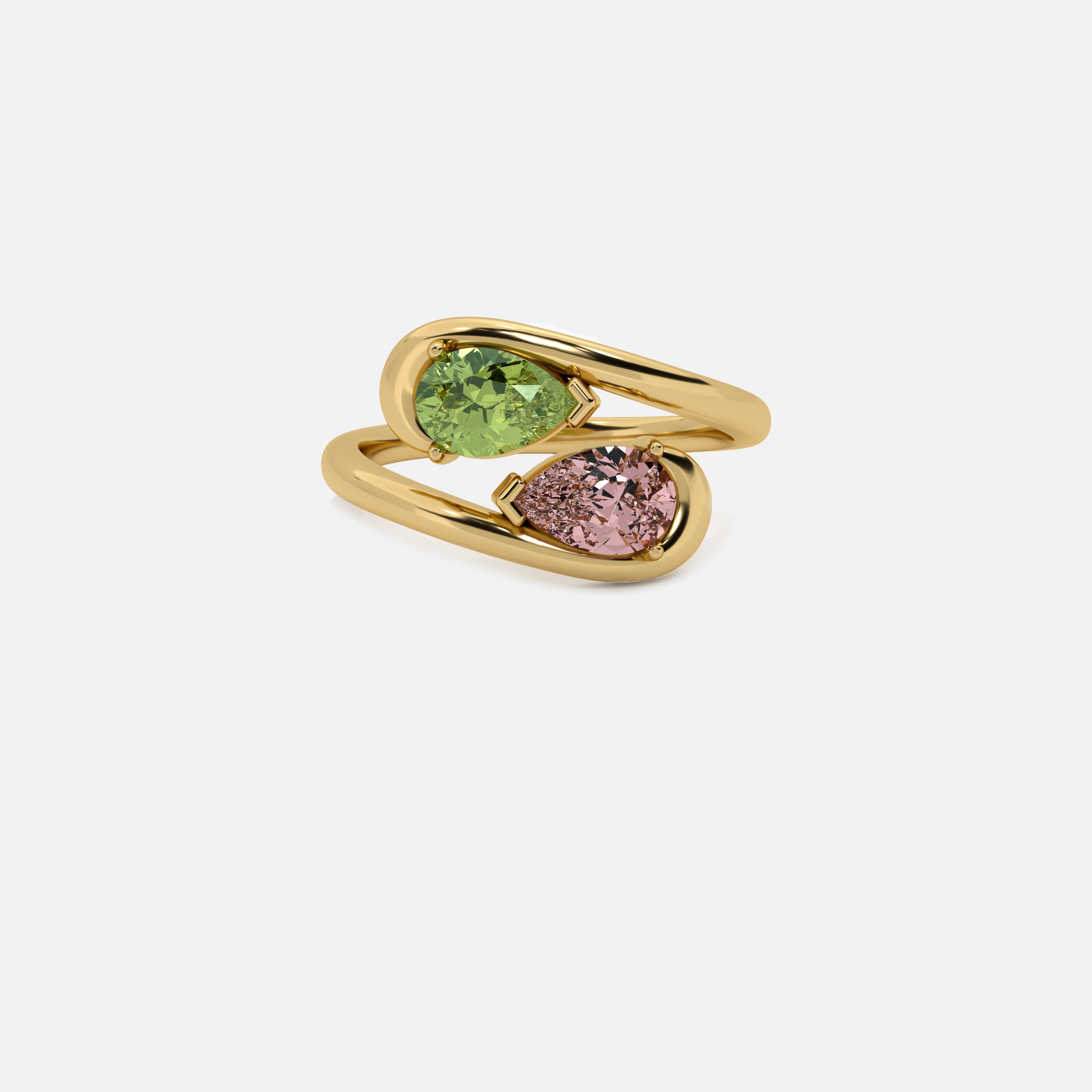 NOOR Green Diamond and Pink Diamond Pinky Ring