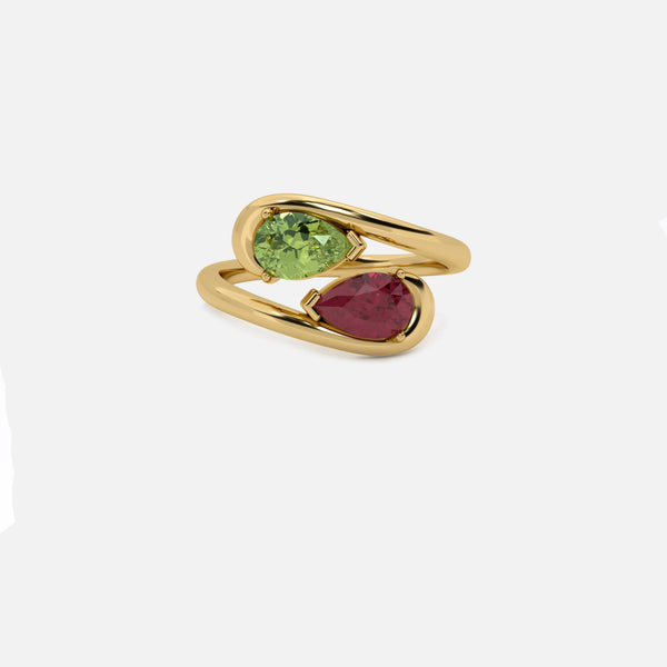 NOOR Green Diamond and Ruby Pinky Ring JAUR