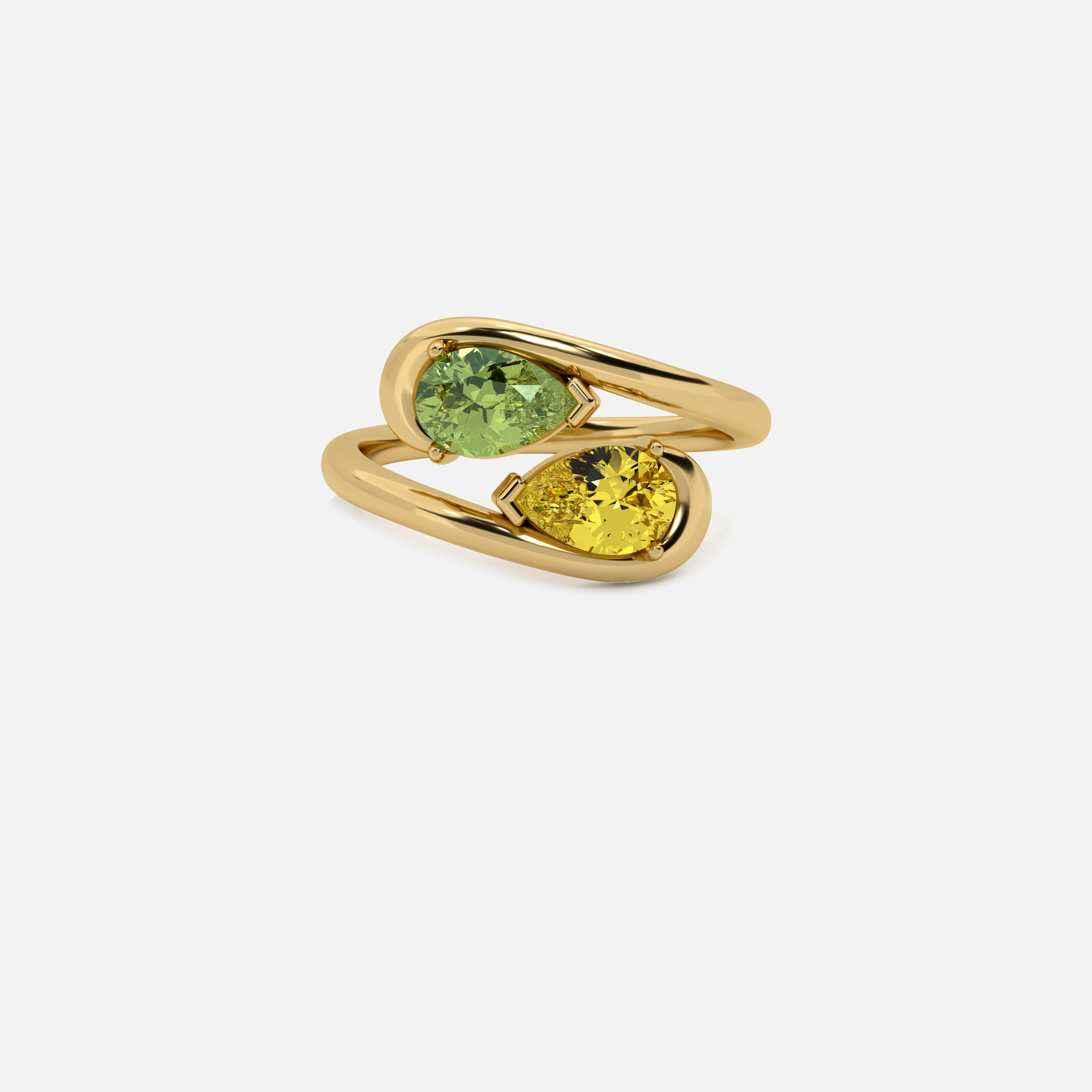 NOOR Green Diamond and Yellow Diamond Pinky Ring