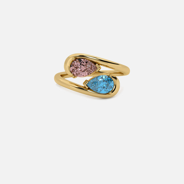 NOOR Pink Diamond and Blue Diamond Pinky Ring JAUR