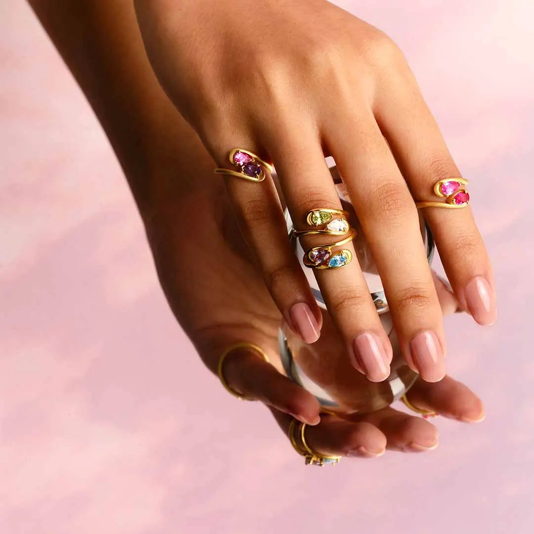 NOOR Pink Diamond and Blue Sapphire Pinky Ring JAUR
