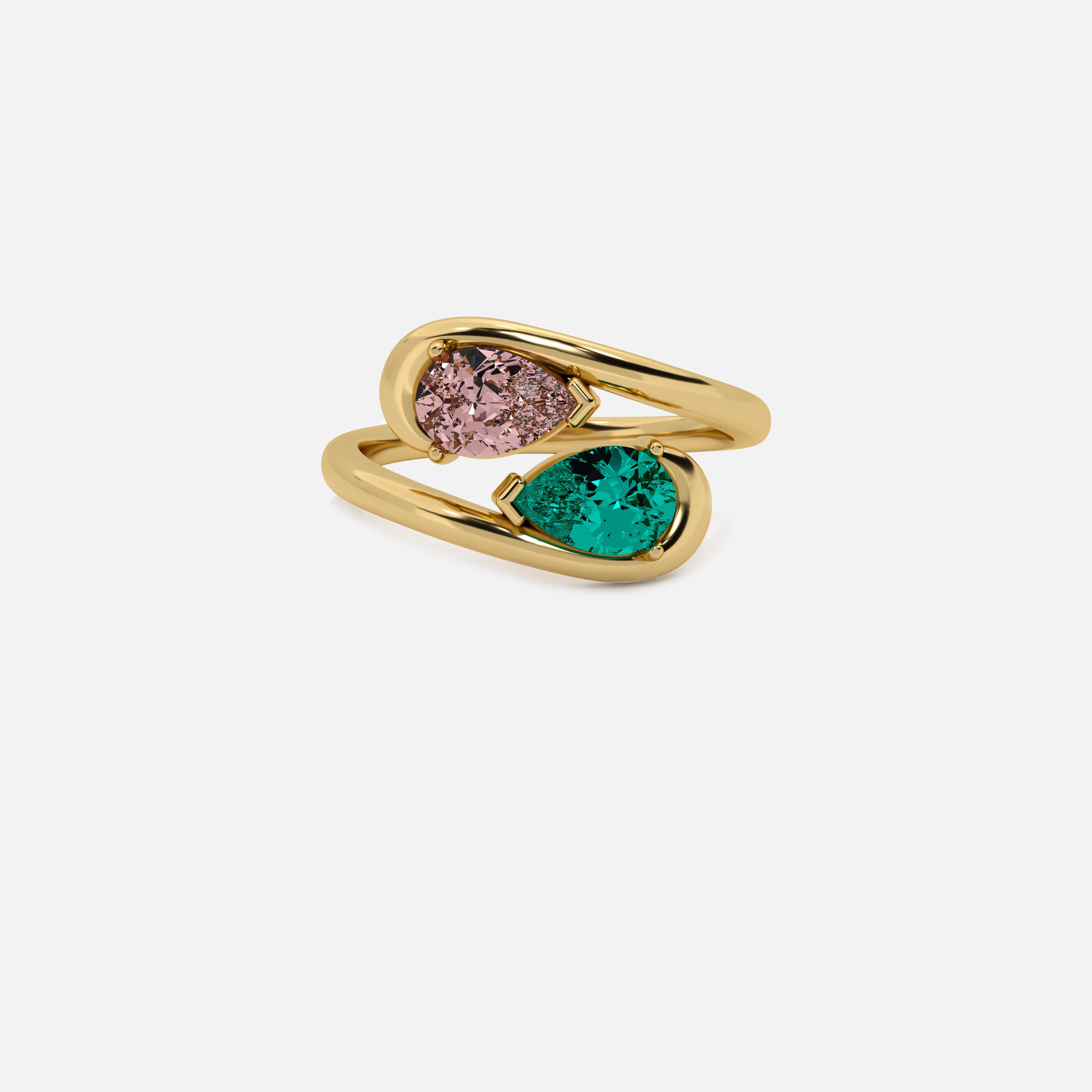 NOOR Pink Diamond and Emerald Ring