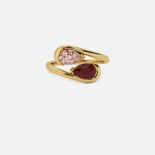 NOOR Pink Diamond and Red Garnet Pinky Ring JAUR