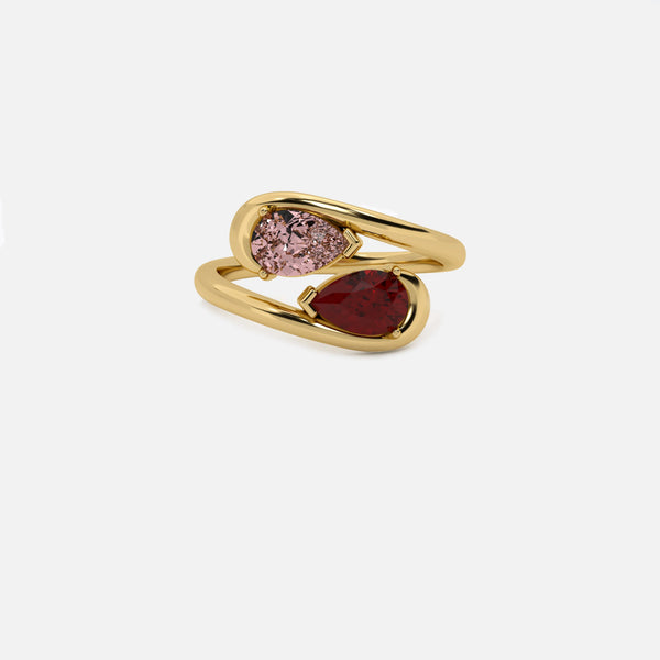 NOOR Pink Diamond and Red Garnet Pinky Ring JAUR