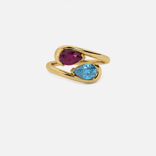 NOOR Pink Sapphire and Blue Diamond Pinky Ring JAUR