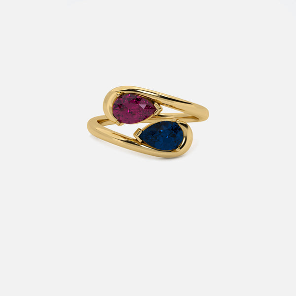 NOOR Pink Sapphire and Blue Sapphire Pinky Ring JAUR