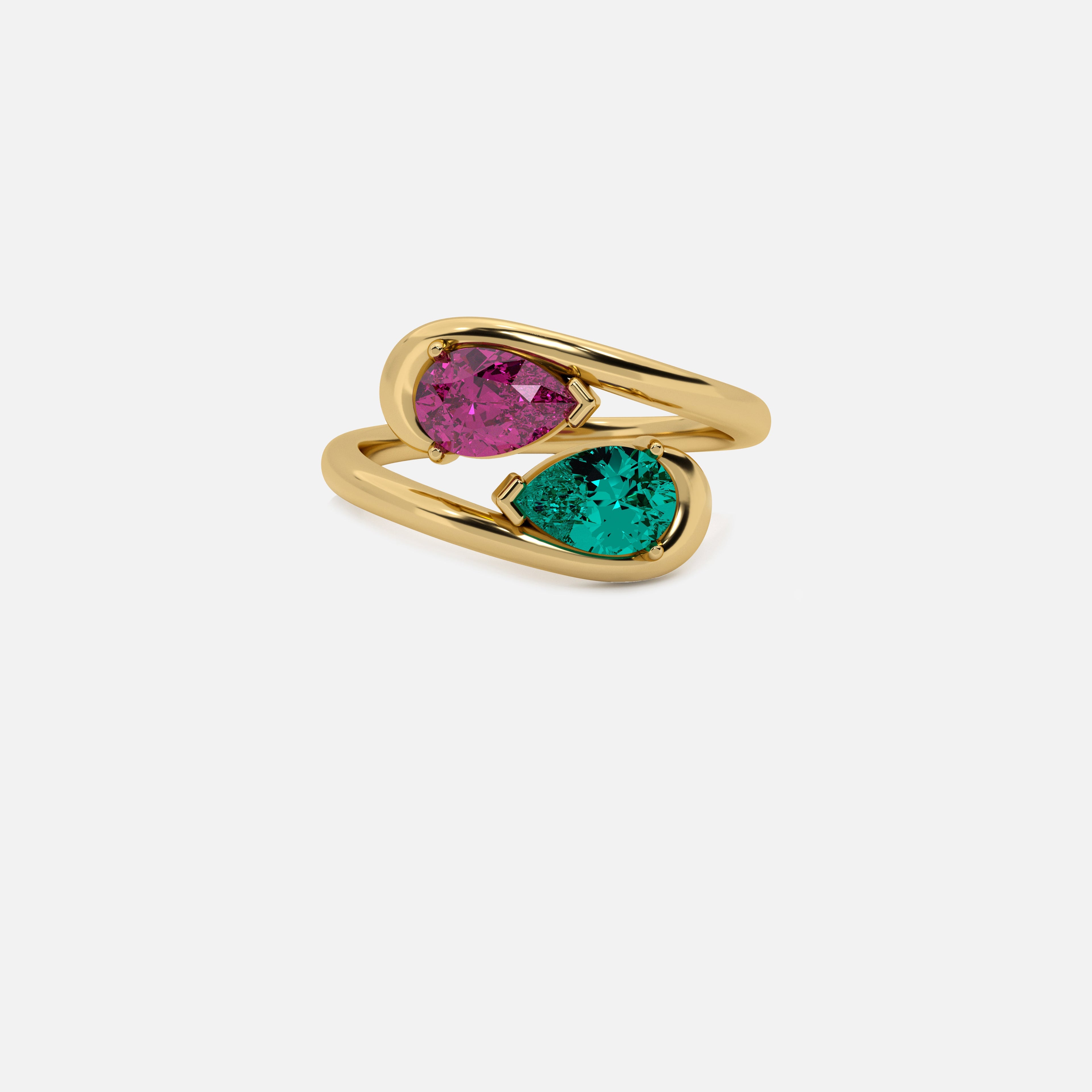 NOOR Pink Sapphire and Emerald Pinky Ring JAUR