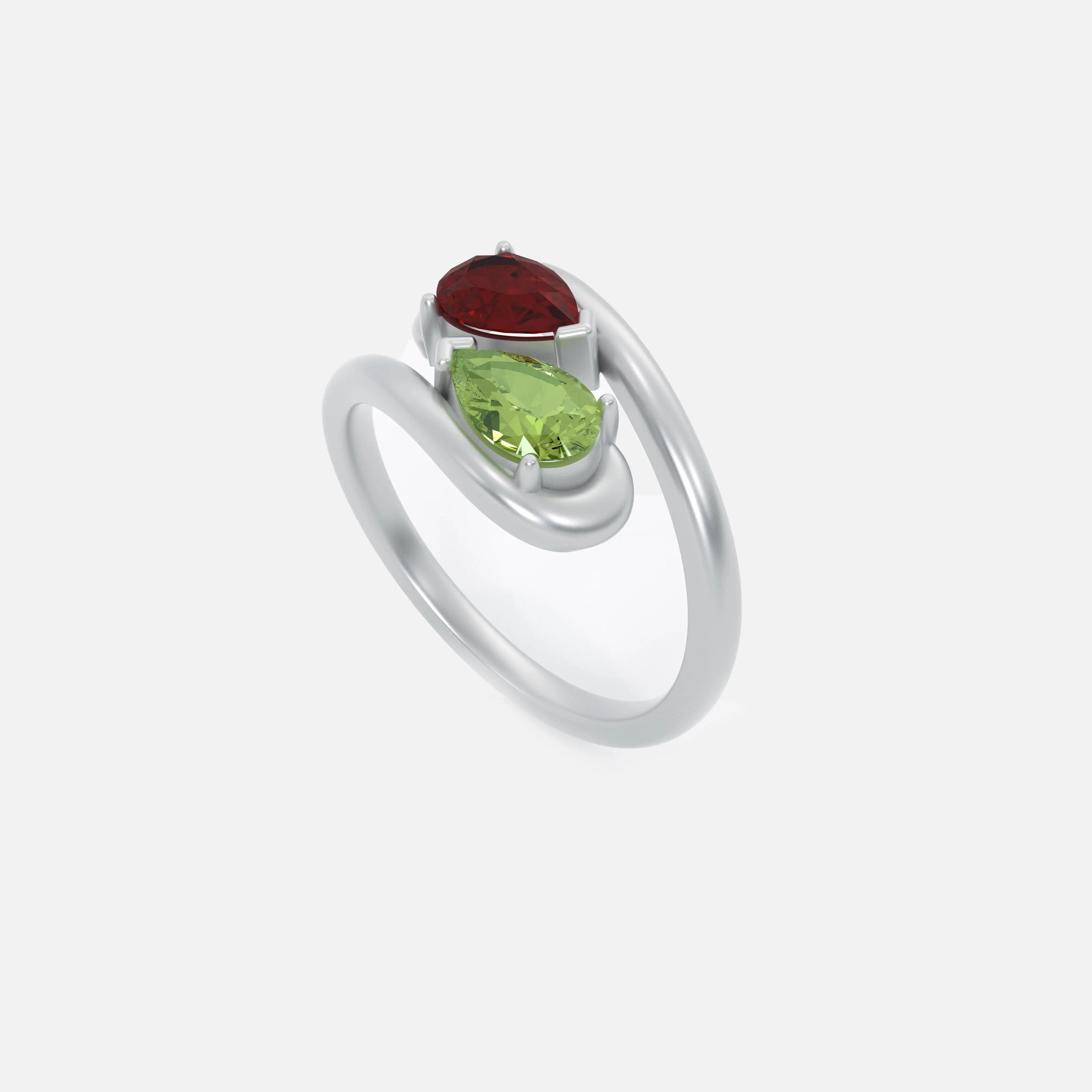 NOOR Pink Sapphire and Green Diamond Pinky Ring JAUR