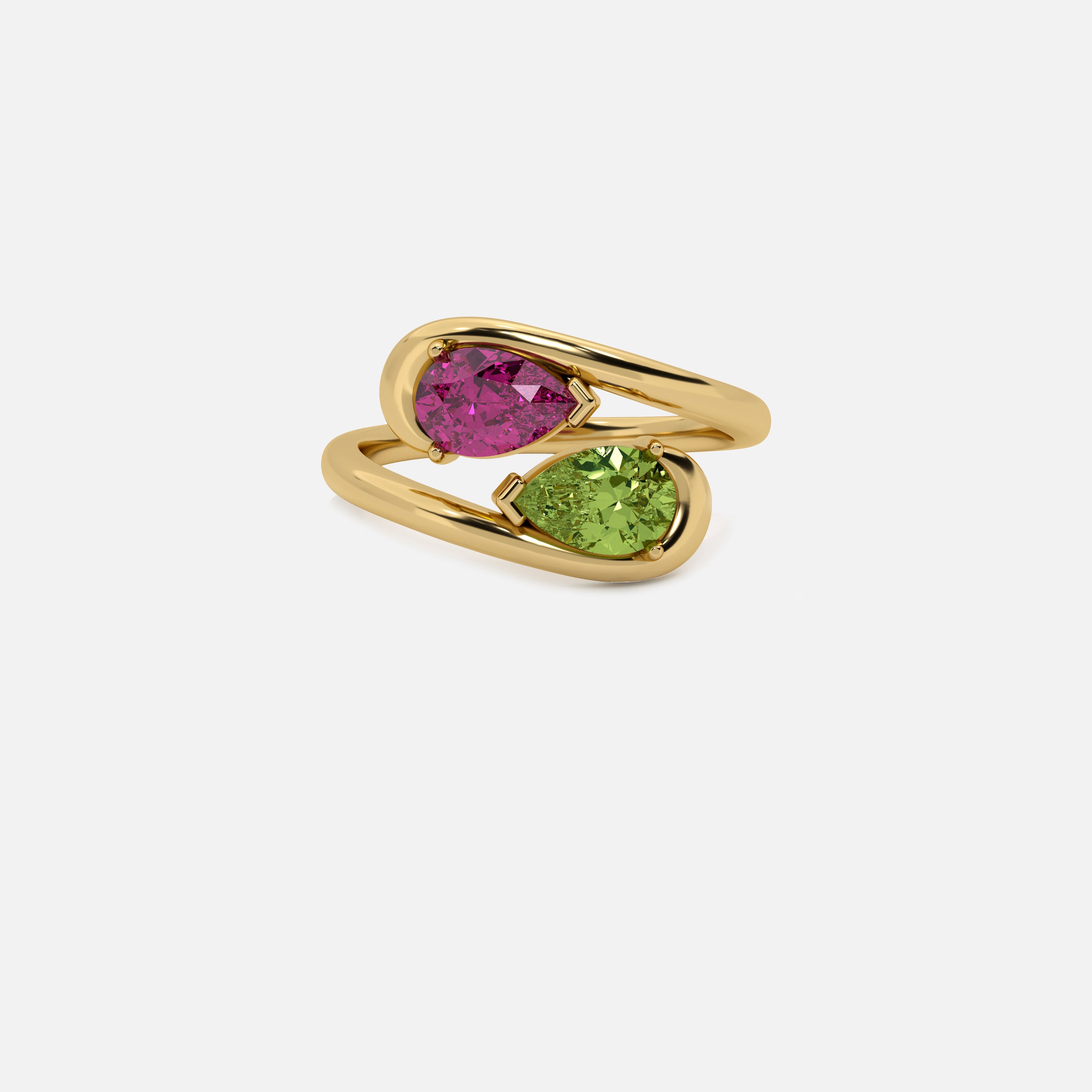 NOOR Pink Sapphire and Green Diamond Pinky Ring JAUR