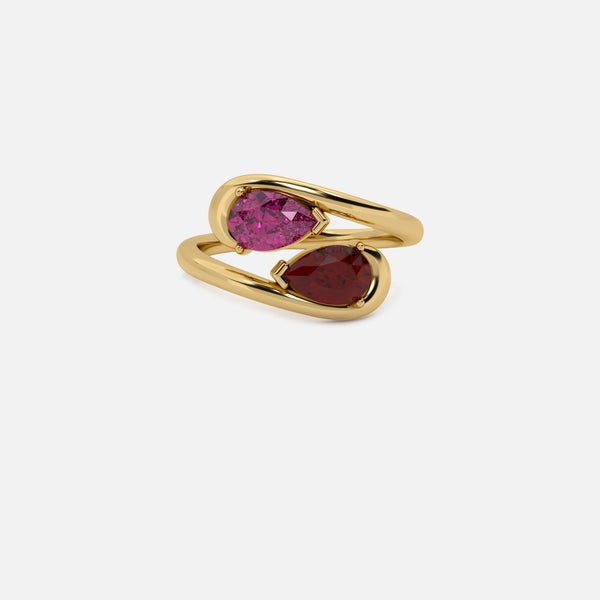 NOOR Pink Sapphire and Red Garnet Pinky Ring JAUR