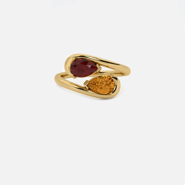 NOOR Red Garnet and Citrine Pinky Ring JAUR