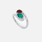 NOOR Red Garnet and Emerald Pinky Ring