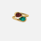 NOOR Red Garnet and Emerald Pinky Ring JAUR