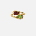 NOOR Red Garnet and Green Diamond Pinky Ring JAUR