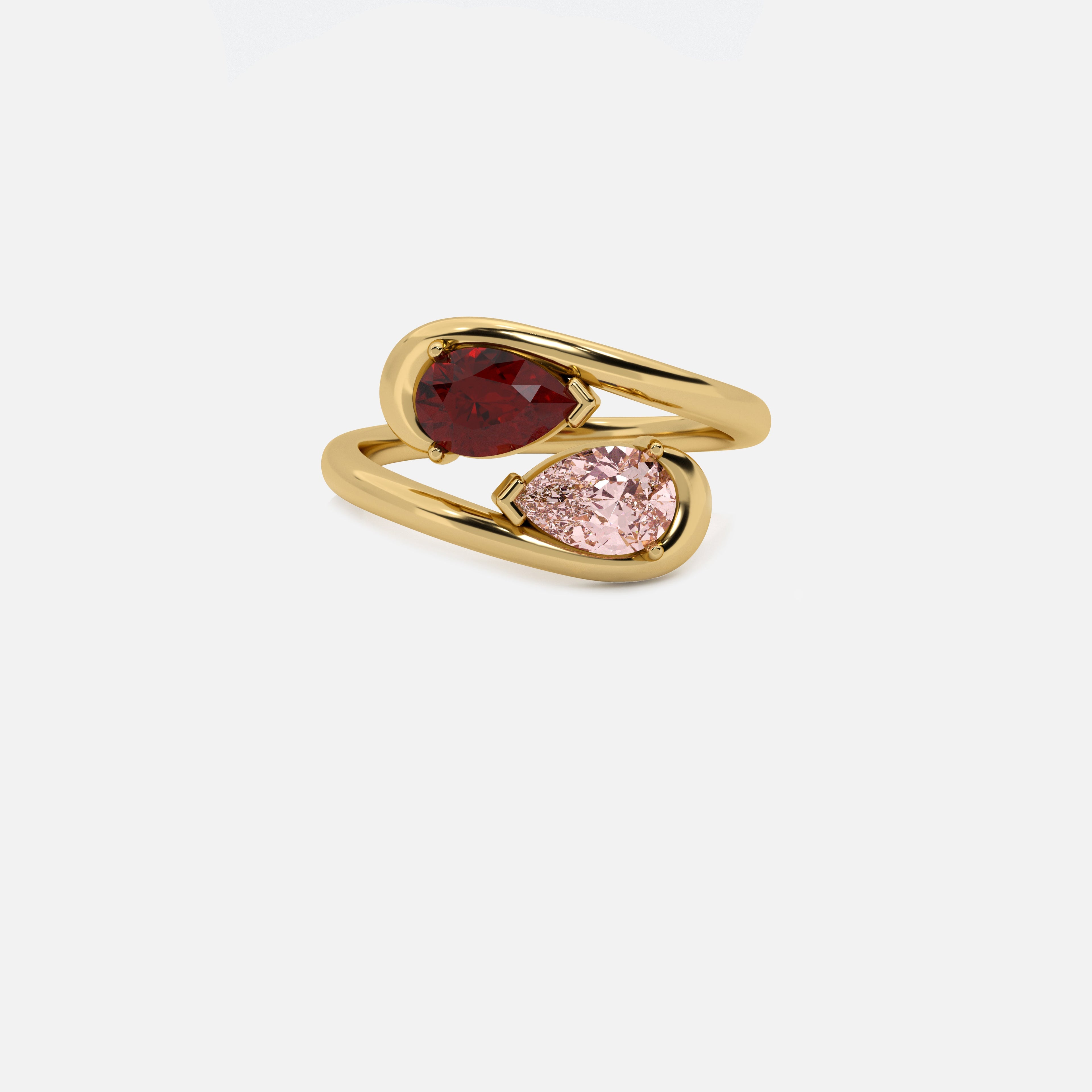 NOOR Red Garnet and Pink Diamond Pinky Ring JAUR