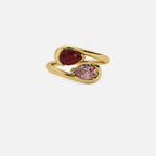NOOR Red Garnet and Pink Diamond Pinky Ring