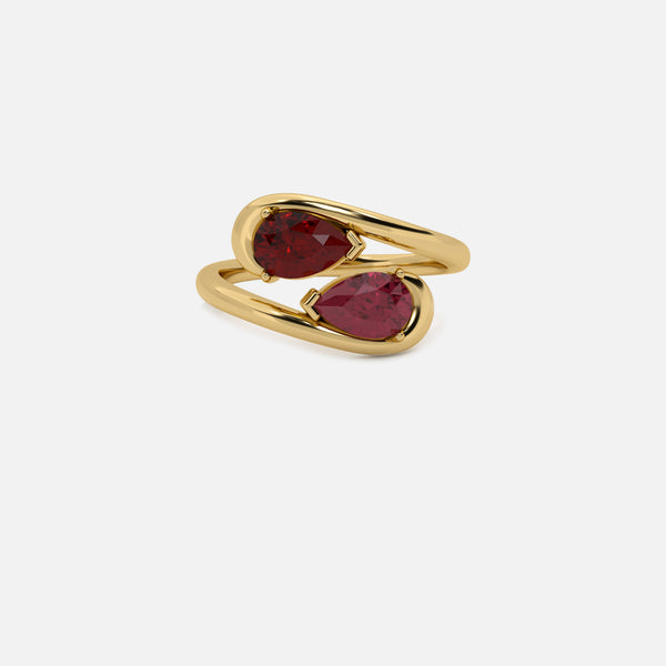 NOOR Red Garnet and Ruby Pinky Ring