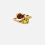 NOOR Red Garnet and Yellow Diamond Pinky Ring JAUR