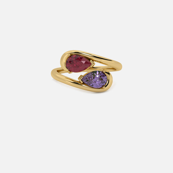 NOOR Ruby and Amethyst Pinky Ring JAUR