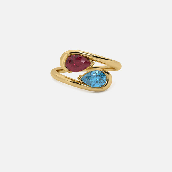 NOOR Ruby and Blue Diamond Pinky Ring JAUR