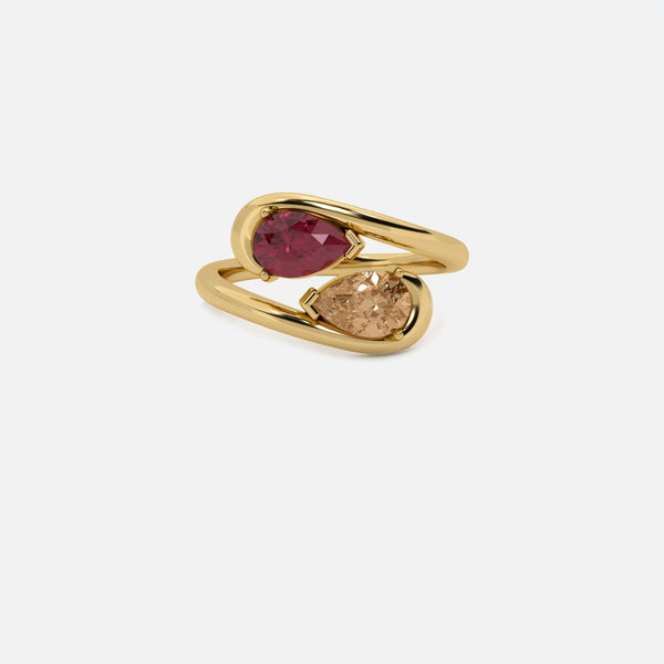 NOOR Ruby and Brown Diamond Pinky Ring JAUR