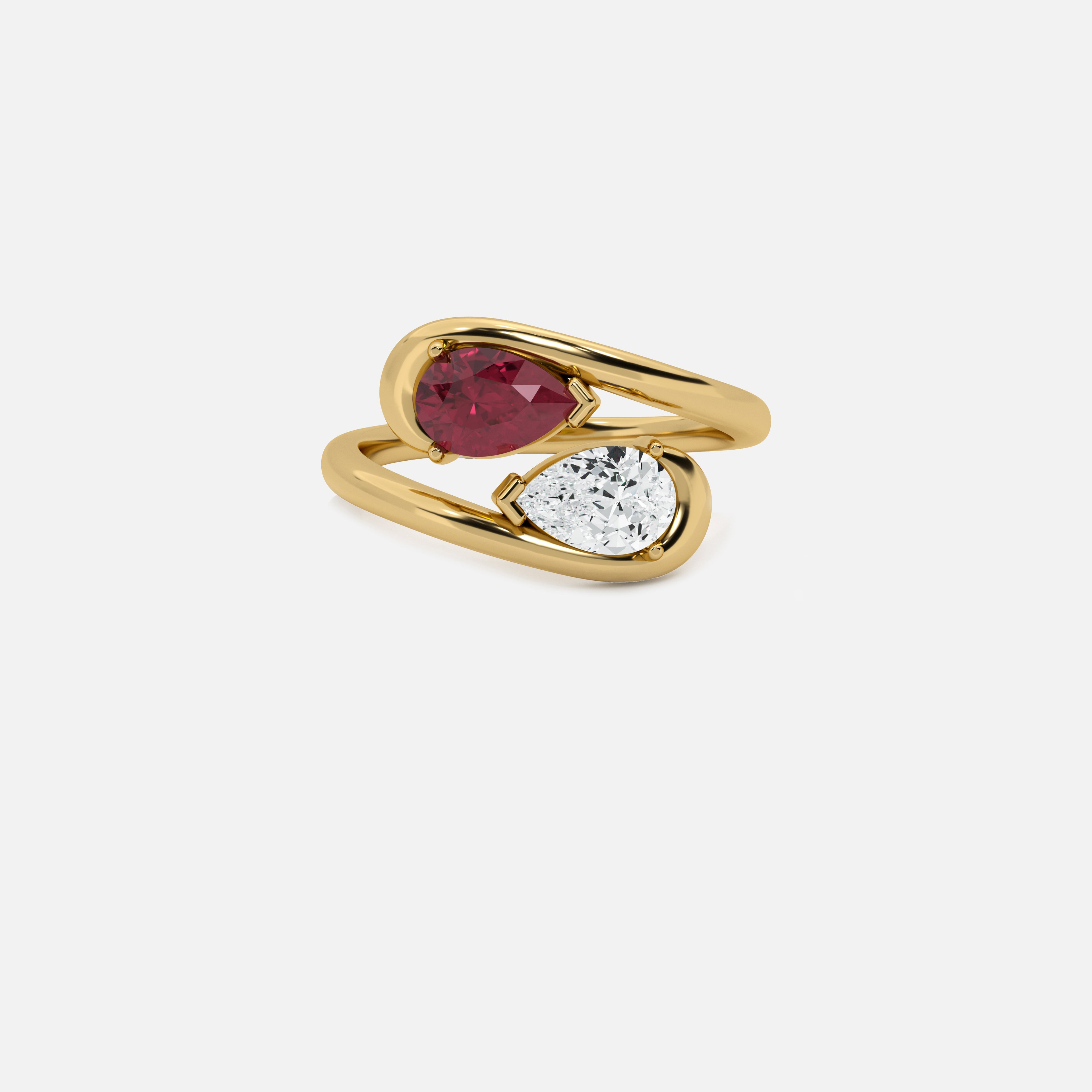 NOOR Ruby and White Diamond Pinky Ring