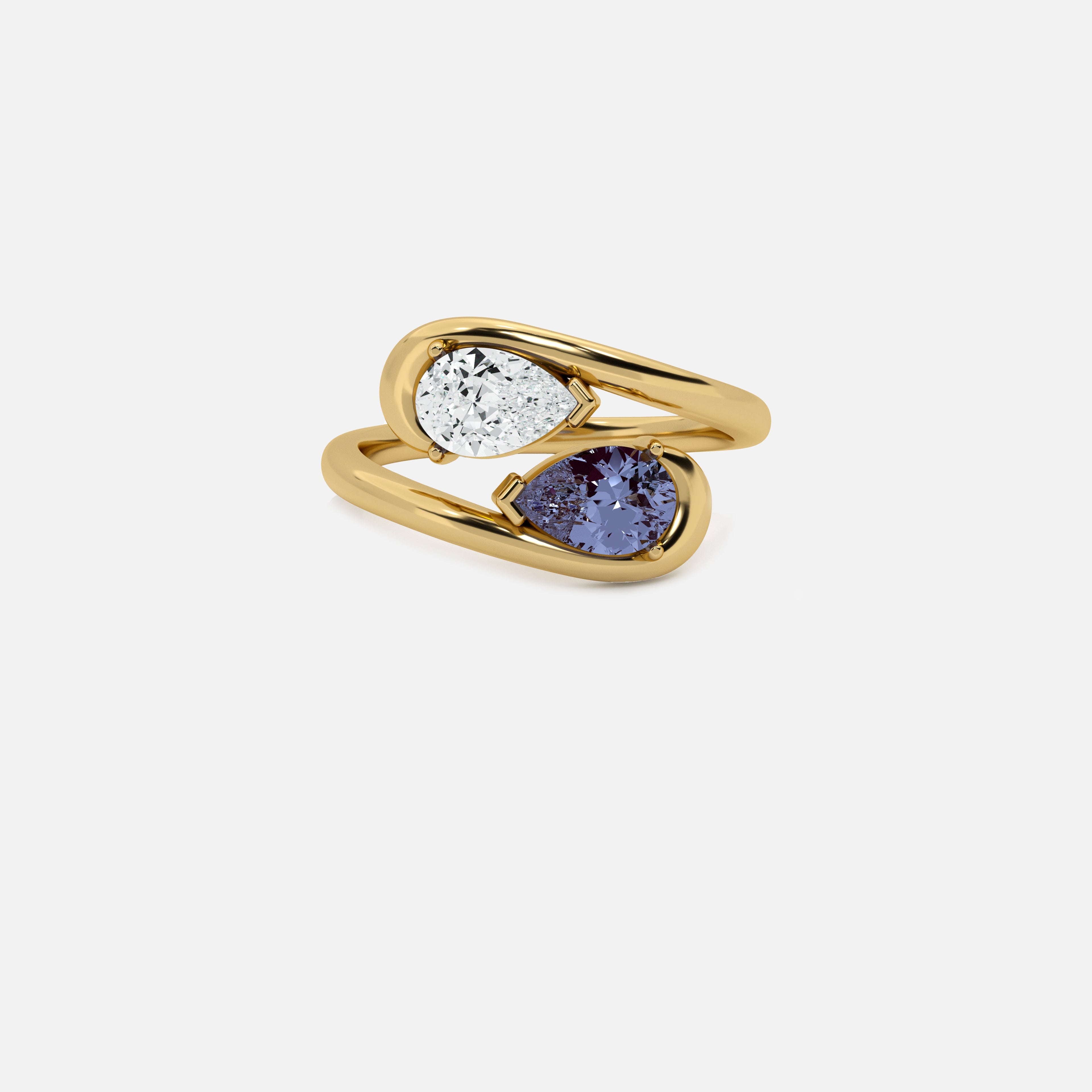 NOOR White Diamond and Alexandrite Ring