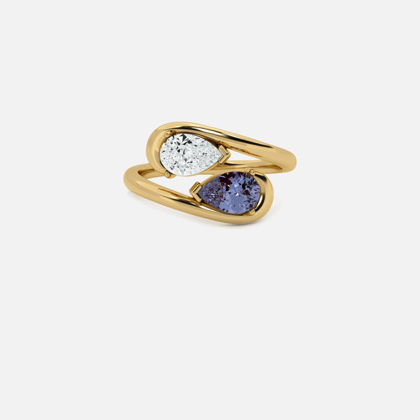 NOOR White Diamond and Alexandrite Pinky Ring JAUR