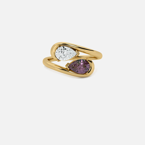 NOOR White Diamond and Amethyst Pinky Ring JAUR