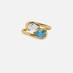 NOOR White Diamond and Blue Diamond Ring