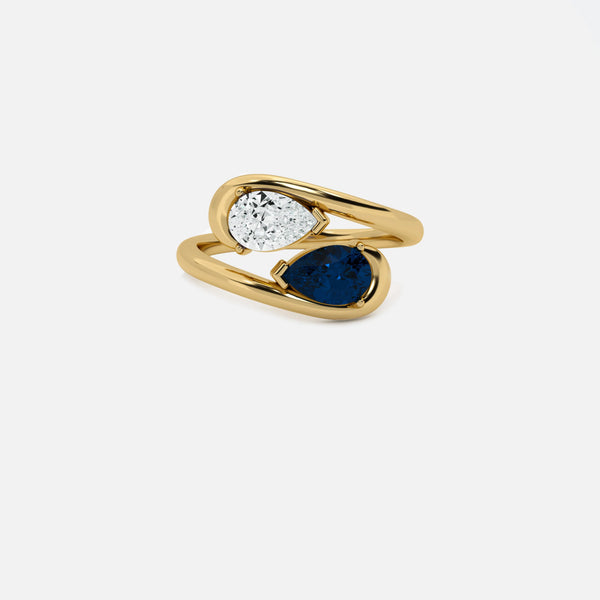 NOOR White Diamond and Blue Sapphire Pinky Ring JAUR