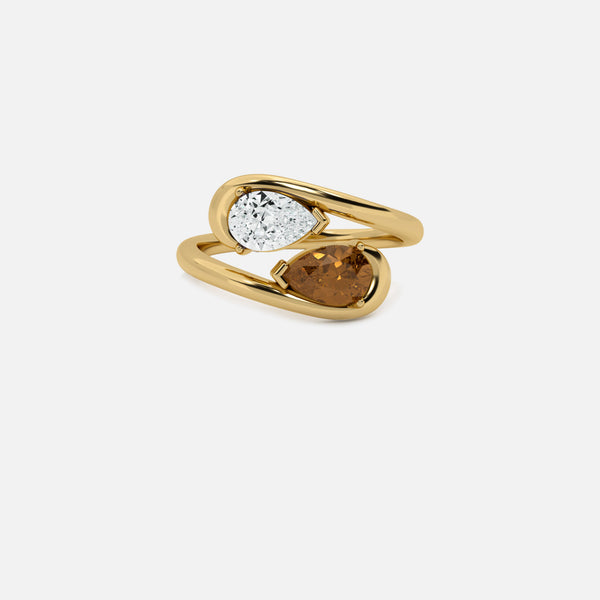NOOR White Diamond and Brown Diamond Pinky Ring JAUR