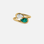 NOOR White Diamond and Emerald Ring