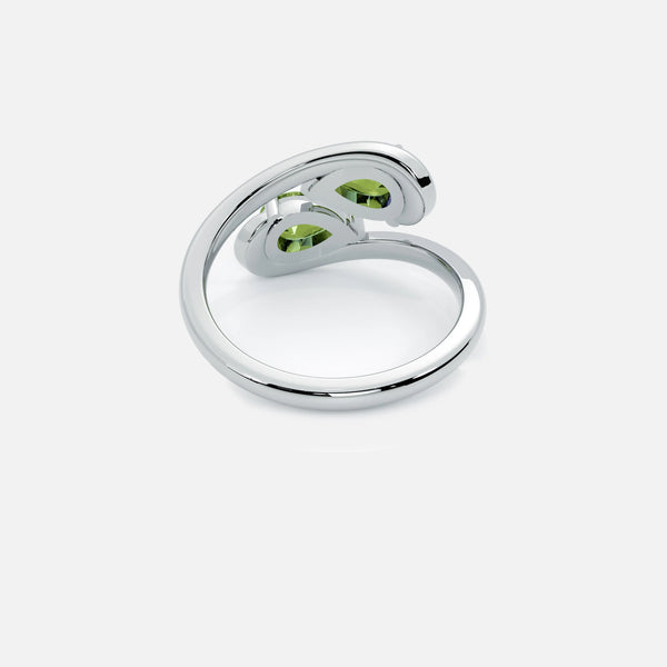 NOOR White Diamond and Green Diamond Pinky Ring JAUR