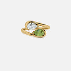 NOOR White Diamond and Green Diamond Ring