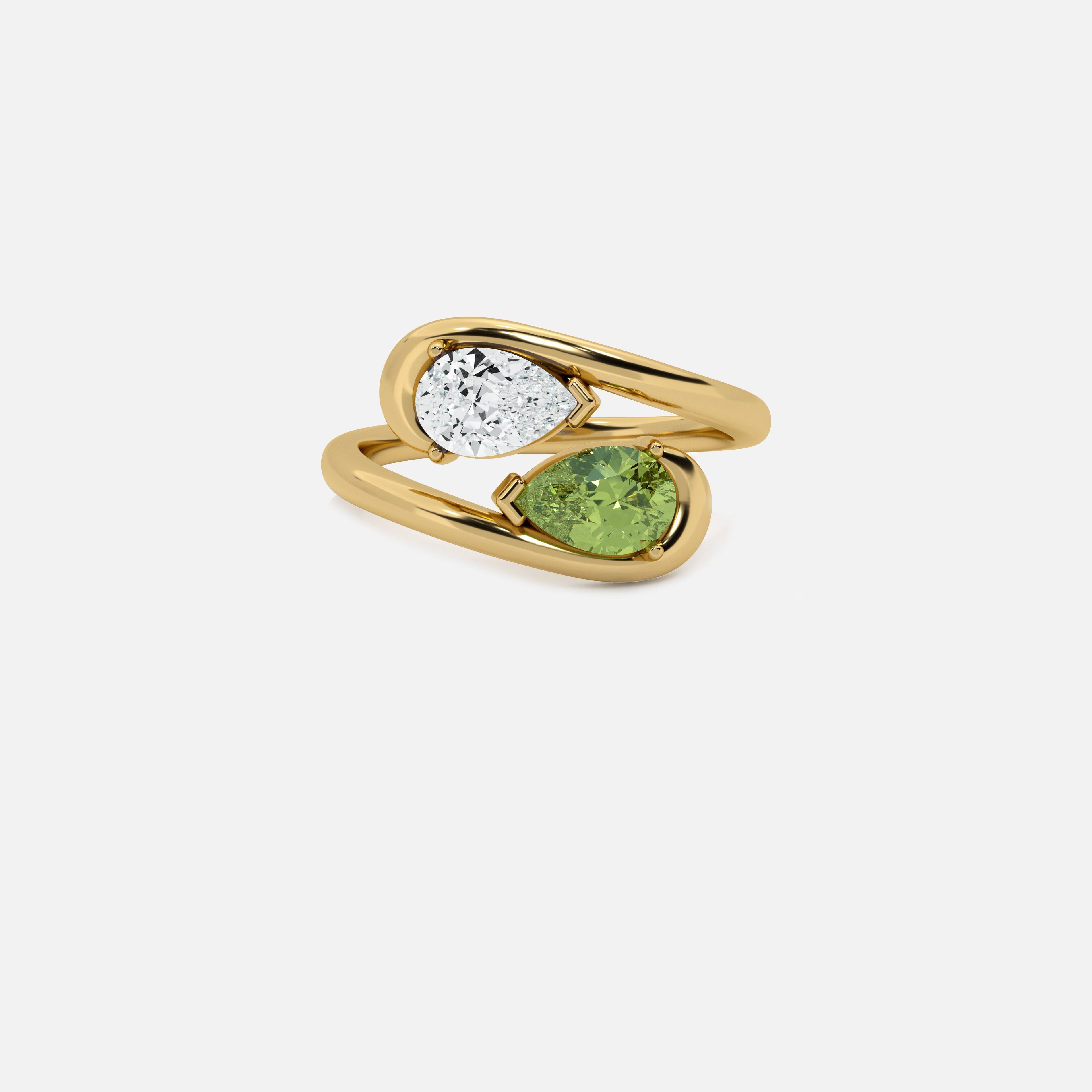 NOOR White Diamond and Green Diamond Ring