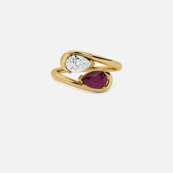 NOOR White Diamond and Pink Sapphire Pinky Ring JAUR