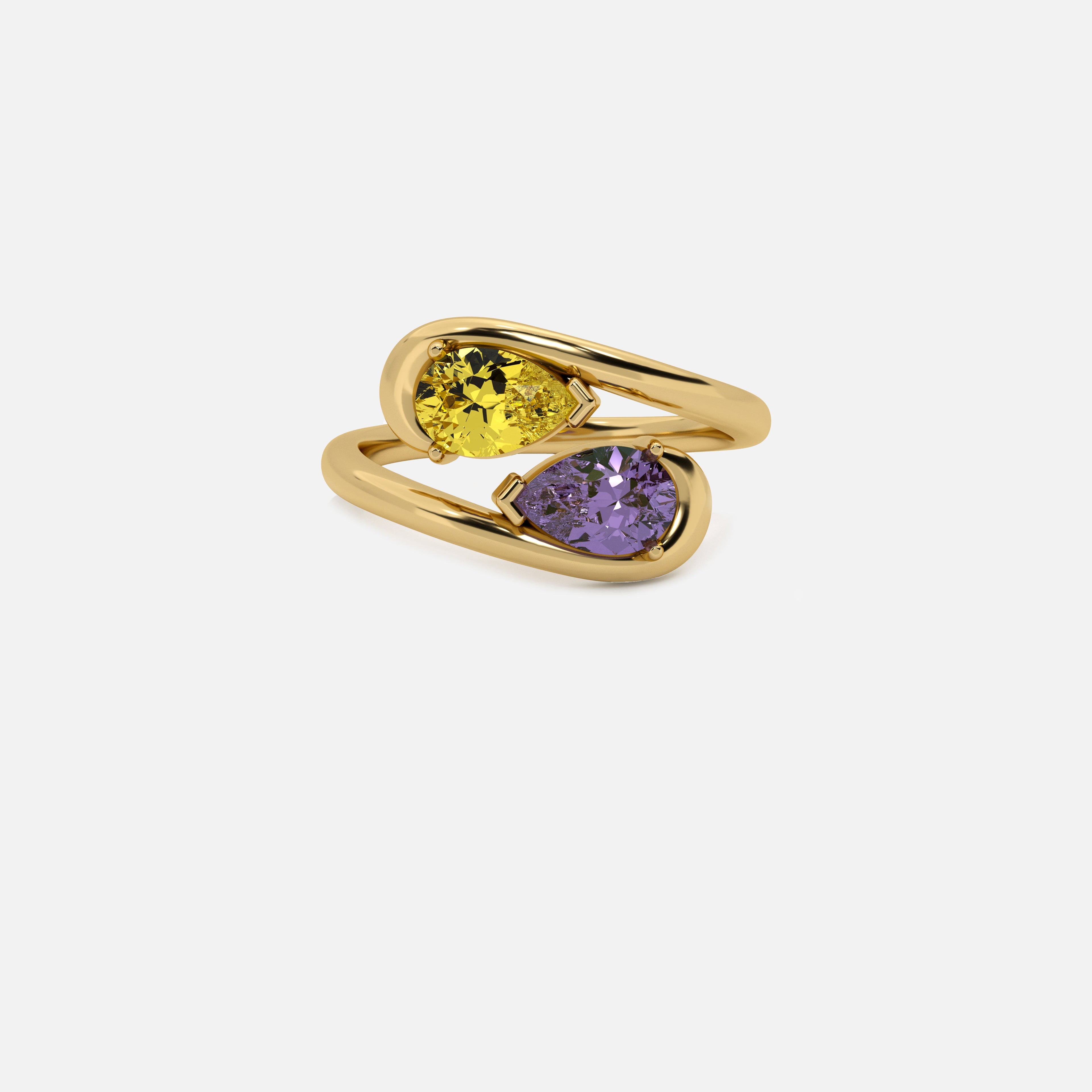 NOOR Yellow Diamond and Amethyst Pinky Ring JAUR