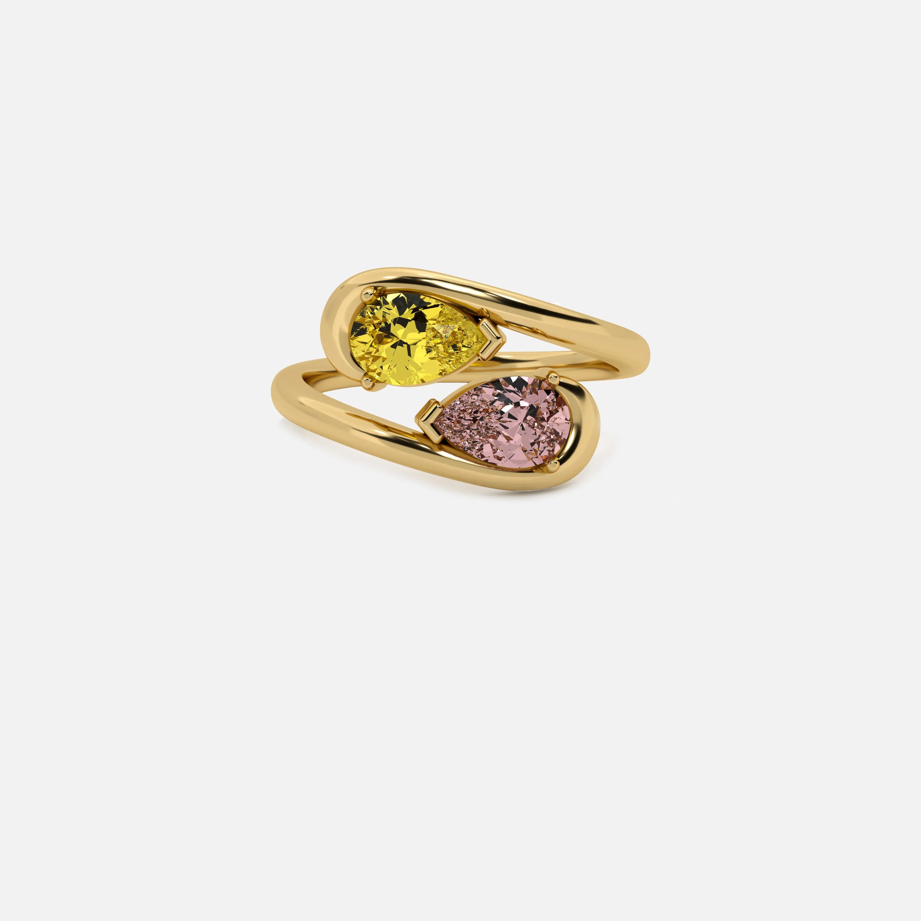 NOOR Yellow Diamond and Pink Diamond Pinky Ring JAUR