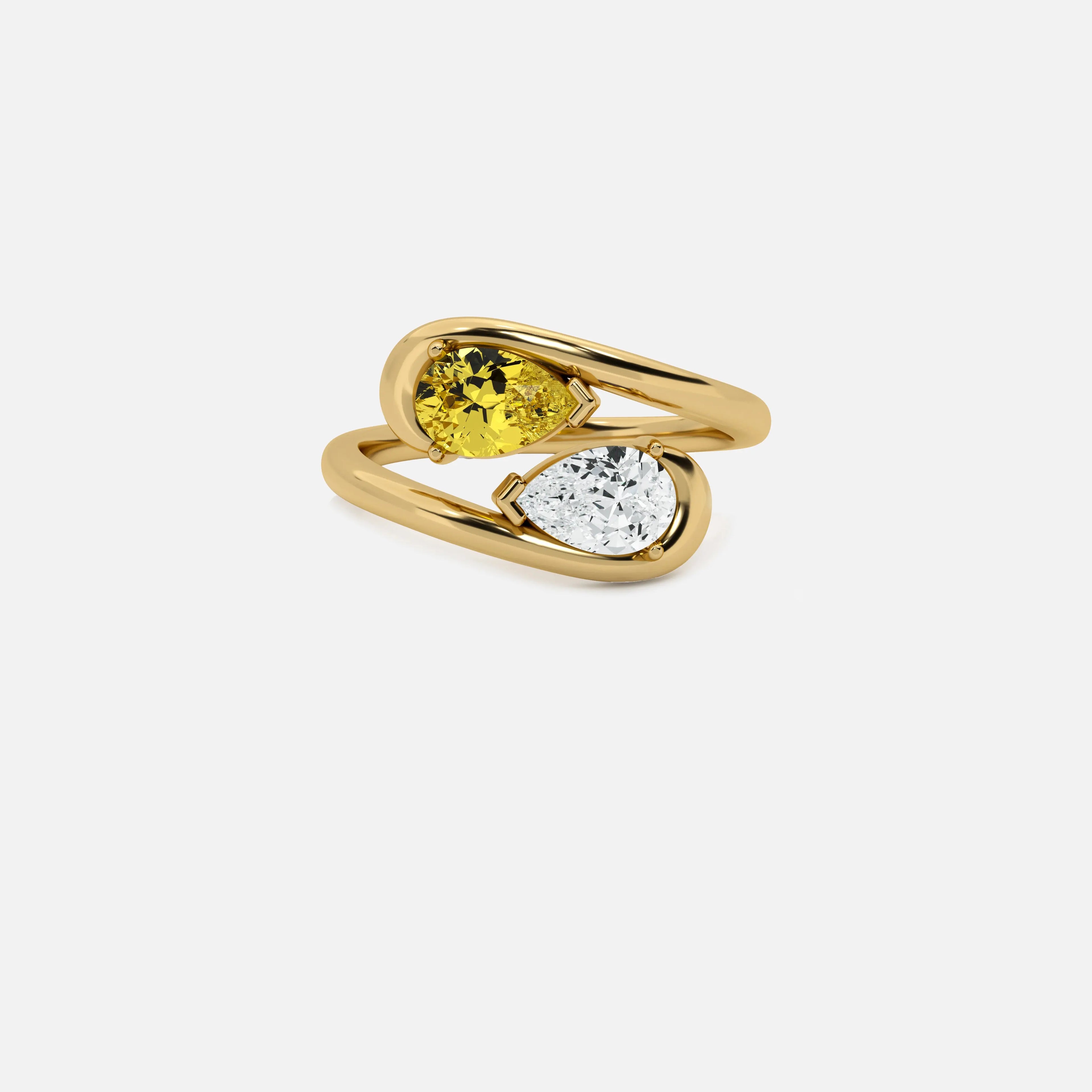 NOOR Yellow Diamond and White Diamond Pinky Ring JAUR