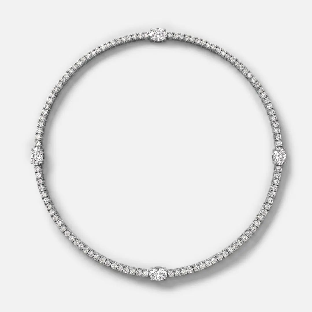 Lab Grown Diamond Oval Diamond Choker Necklace in White Gold | JAUR