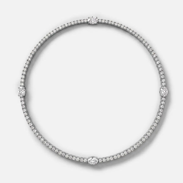 Lab Grown Diamond Oval Diamond Choker Necklace in White Gold | JAUR