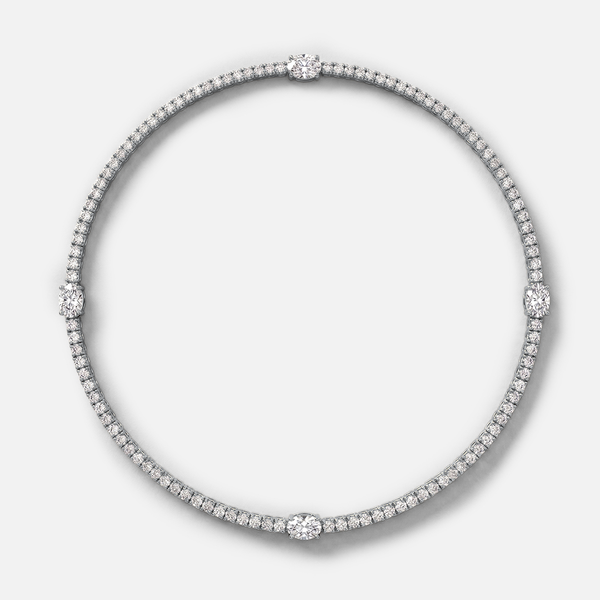 Lab Grown Diamond Oval Diamond Choker Necklace in White Gold | JAUR