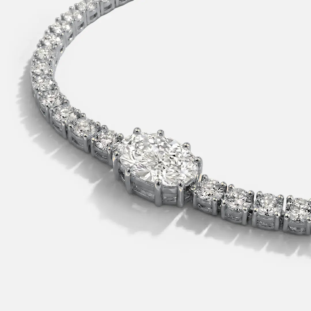 Lab Grown Diamond Oval Diamond Choker Necklace in White Gold – Side View | JAUR