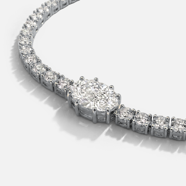 Lab Grown Diamond Oval Diamond Choker Necklace in White Gold – Side View | JAUR