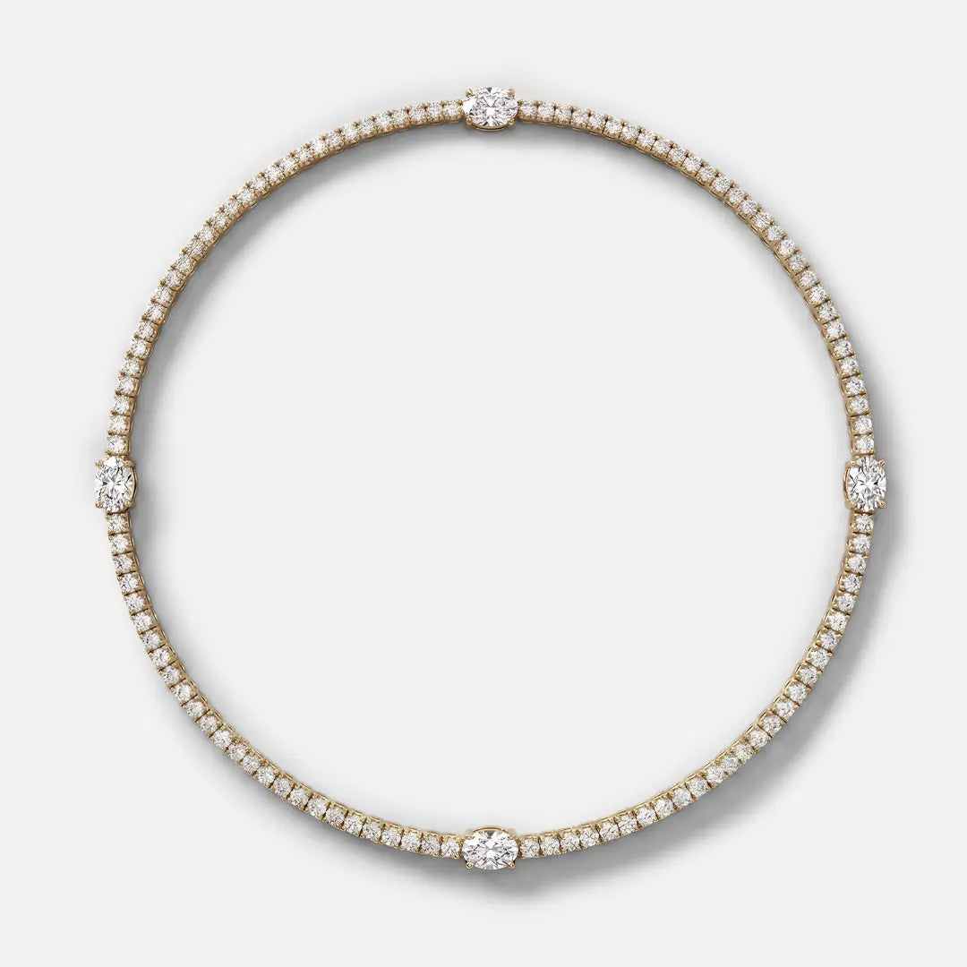 Lab Grown Diamond Oval Diamond Choker Necklace in Yellow Gold | JAUR